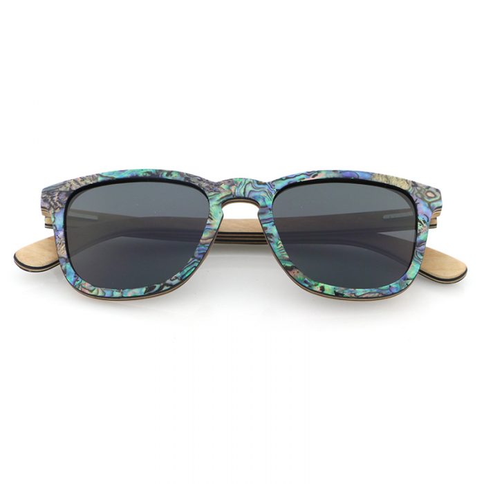 Blue Shells Walnut Wood Sunglasses - Image 2
