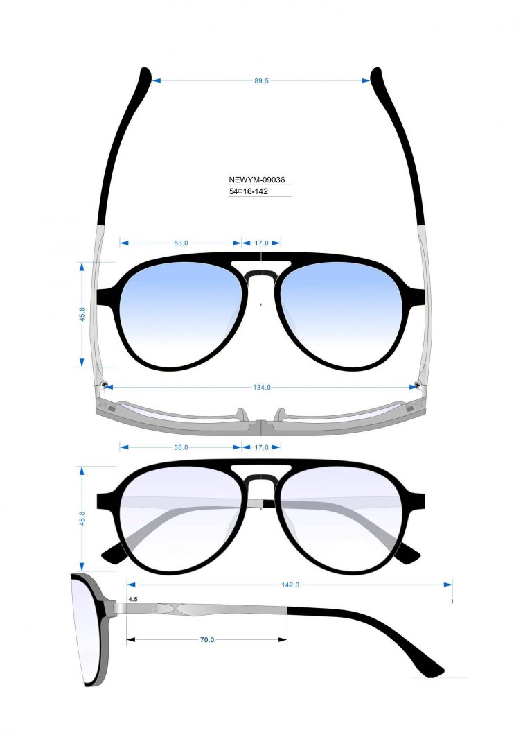 design your own unisex fashion oem sunglasses CAD drawing