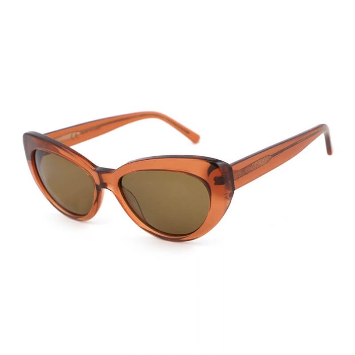 Custom logo polarized fashion womens cat eye acetate frame brown thick frame sunglasses
