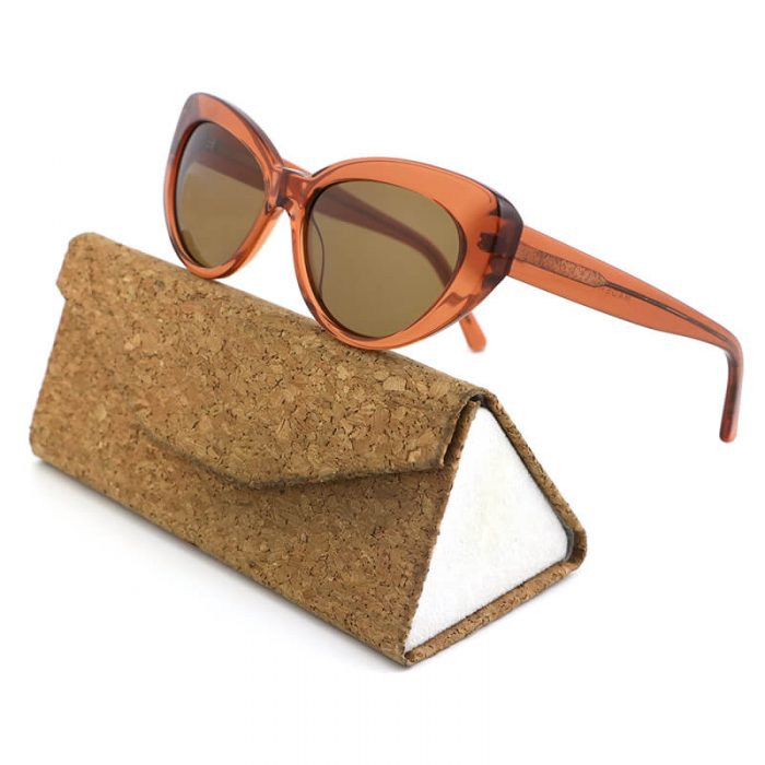 Custom logo polarized fashion womens cat eye acetate frame brown thick frame sunglasses - Image 2