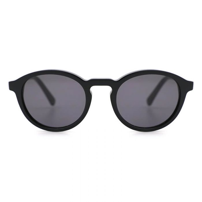 Custom logo OEM polarized unisex vintage round acetate shades black sunglasses - Image 4