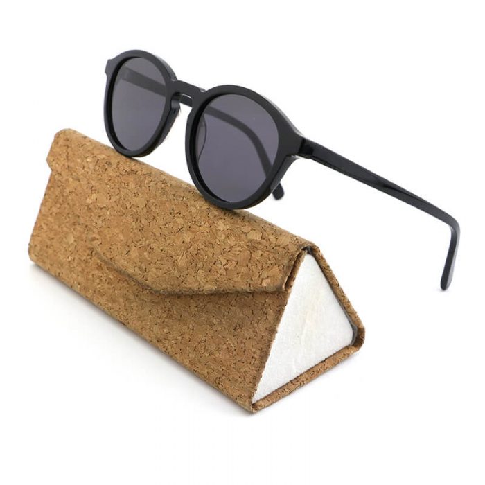 Custom logo OEM polarized unisex vintage round acetate shades black sunglasses - Image 2