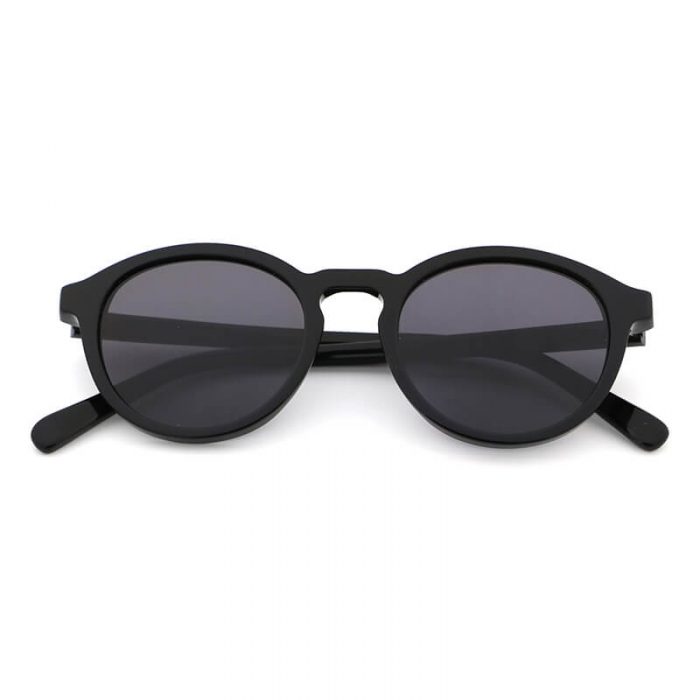 Custom logo OEM polarized unisex vintage round acetate shades black sunglasses - Image 3