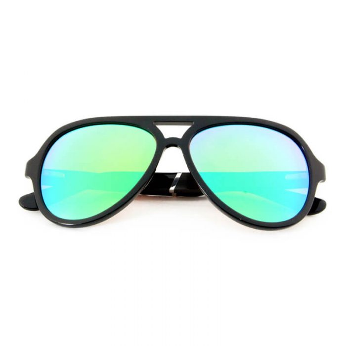 Black oversized frame double bridge designer large round acetate wood temples sunglasses - Image 4