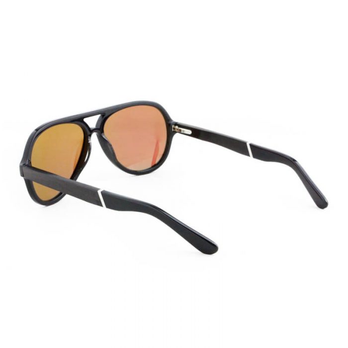 Black oversized frame double bridge designer large round acetate wood temples sunglasses - Image 5