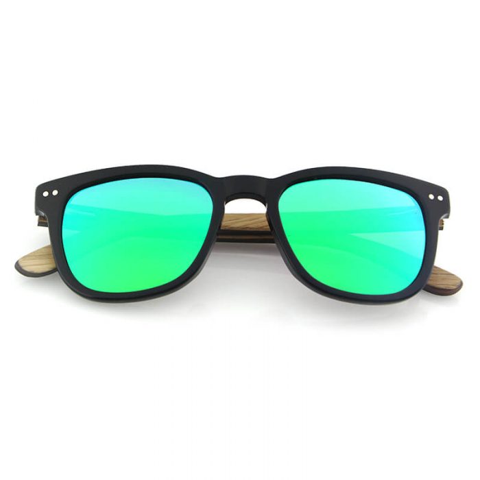 Unisex polarized fashion thin shadow sunglasses in black acetate with green shaded lenses - Image 3
