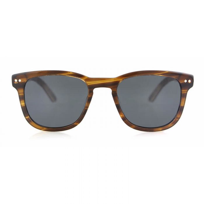 Custom women polarized square frame tortoise acetate sunglasses with wood temples - Image 3