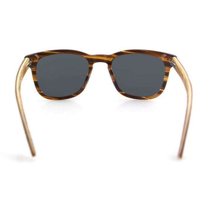 Custom women polarized square frame tortoise acetate sunglasses with wood temples - Image 5