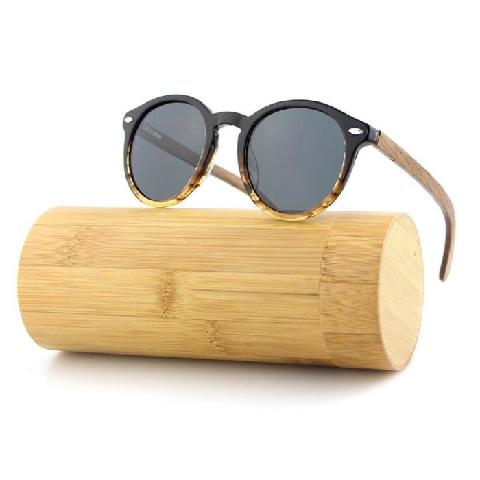 Custom logo wood temple polarized shades sun glasses womens tortoise acetate sunglasses - Image 2