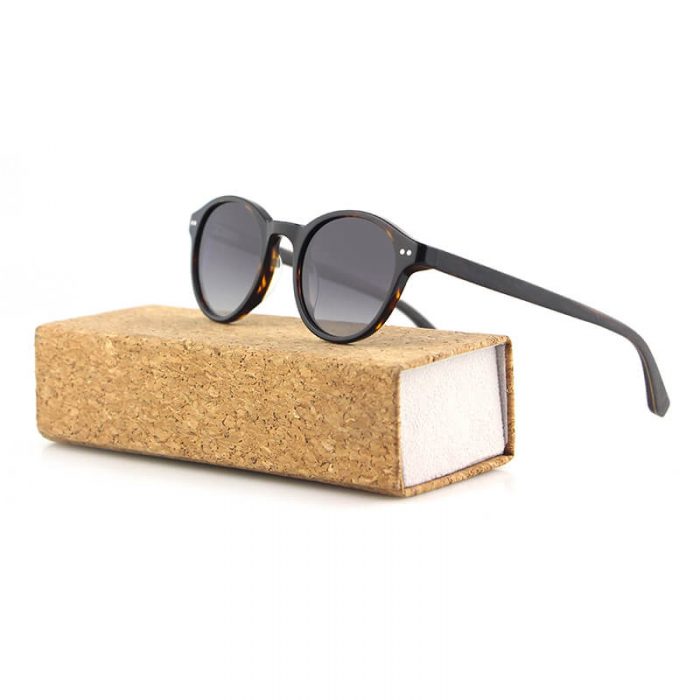 UV protection TAC round lens polarized cat eye frame retro acetate sunglasses for women men - Image 2