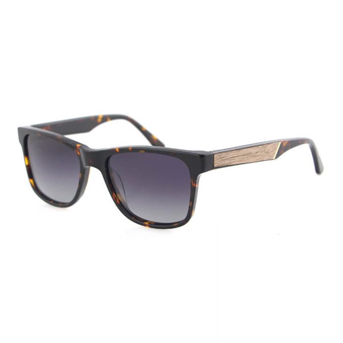 Fashion sun glasses square polarized acetate black shades wooden temples sunglasses - Image 8