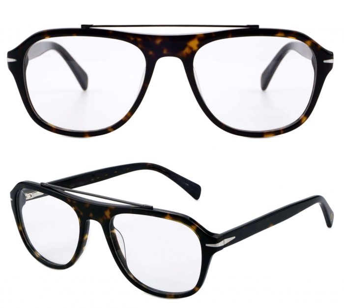 Double bridge man optical frame wholesale blue pilot eyeglasses for women men - Image 2