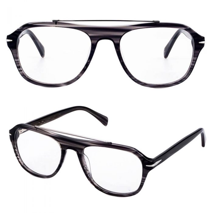 Double bridge man optical frame wholesale blue pilot eyeglasses for women men - Image 3