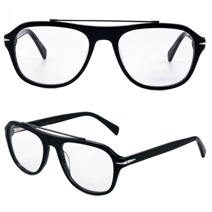 Double bridge man optical frame wholesale blue pilot eyeglasses for women men - Image 4