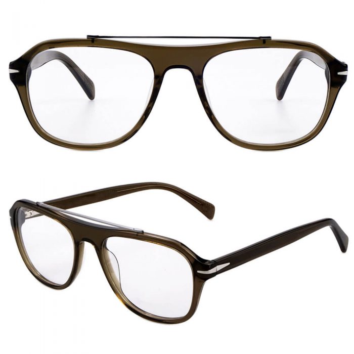 Double bridge man optical frame wholesale blue pilot eyeglasses for women men - Image 5