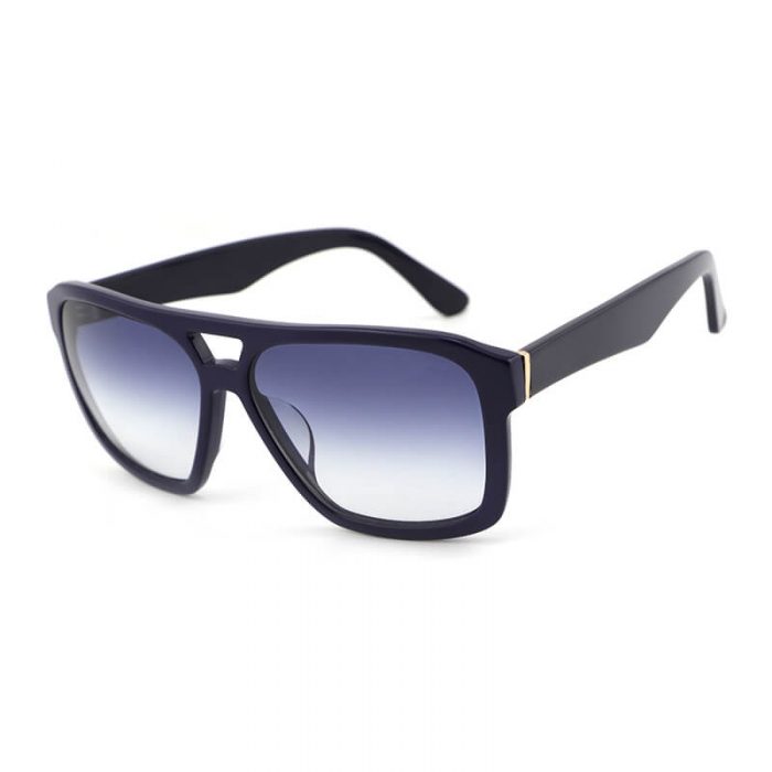 Fashion unisex men women luxury brand retro bridge flat top hot black square acetate polarized sunglasses