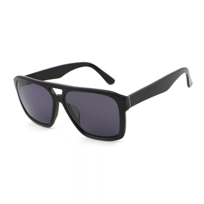 Fashion unisex men women luxury brand retro bridge flat top hot black square acetate polarized sunglasses - Image 8