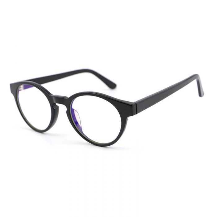 Factory wholesale oem classic womens mens fashion round frame black acetate optical glasses