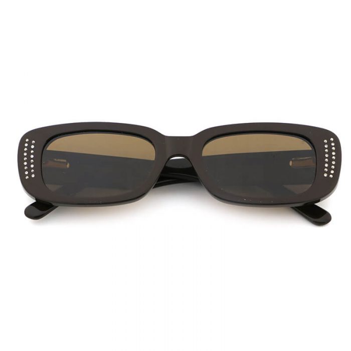 Wholesale thick temples mens black rectangle brown polarized acetate sunglasses with rhinestone - Image 4