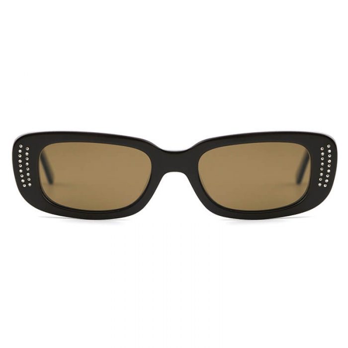 Wholesale thick temples mens black rectangle brown polarized acetate sunglasses with rhinestone - Image 3