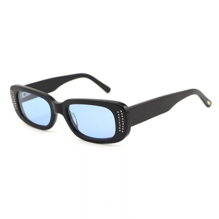 Wholesale thick temples mens black rectangle brown polarized acetate sunglasses with rhinestone - Image 7
