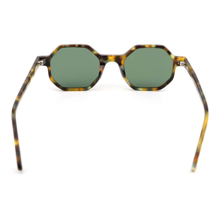Factory unisex grey polarized lens thin acetate hexagon frame tortoise sunglasses - Image 5