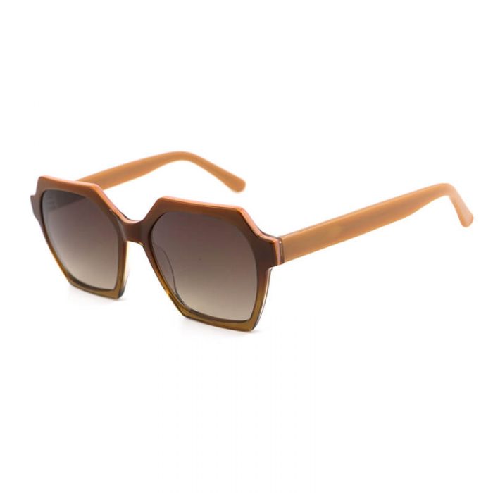 Premium women hexagon shape vintage sun glasses polarized acetate sunglasses