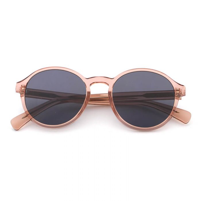 Fashion high quality womens round sun glasses clear acetate pink sunglasses - Image 3