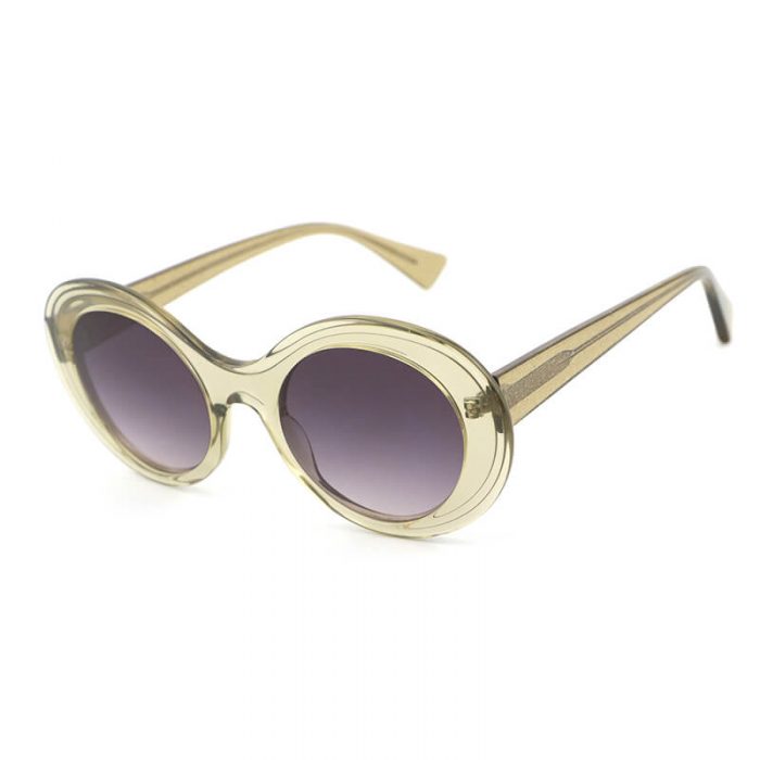 Designer custom logo ladies polarized eyewear transparent oval frame acetate sunglasses