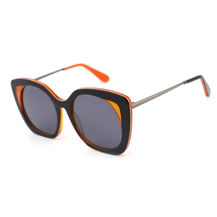 Luxury brand designer women cat eye oversized square frame round lens acetate sunglasses