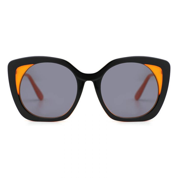 Luxury brand designer women cat eye oversized square frame round lens acetate sunglasses - Image 3