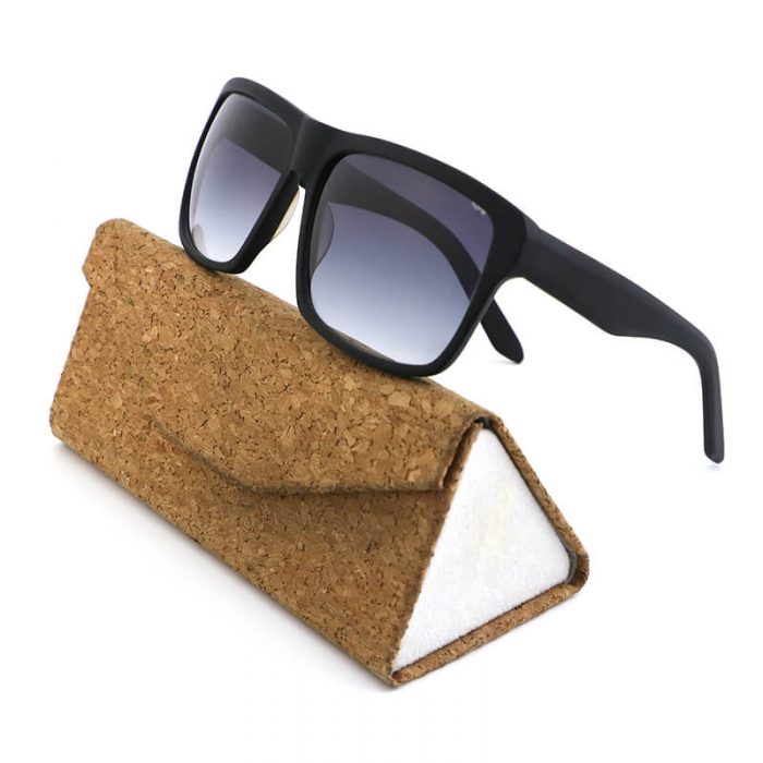Classical mens unisex flat top gradient lens rectangular black frame acetate sunglasses - Image 2