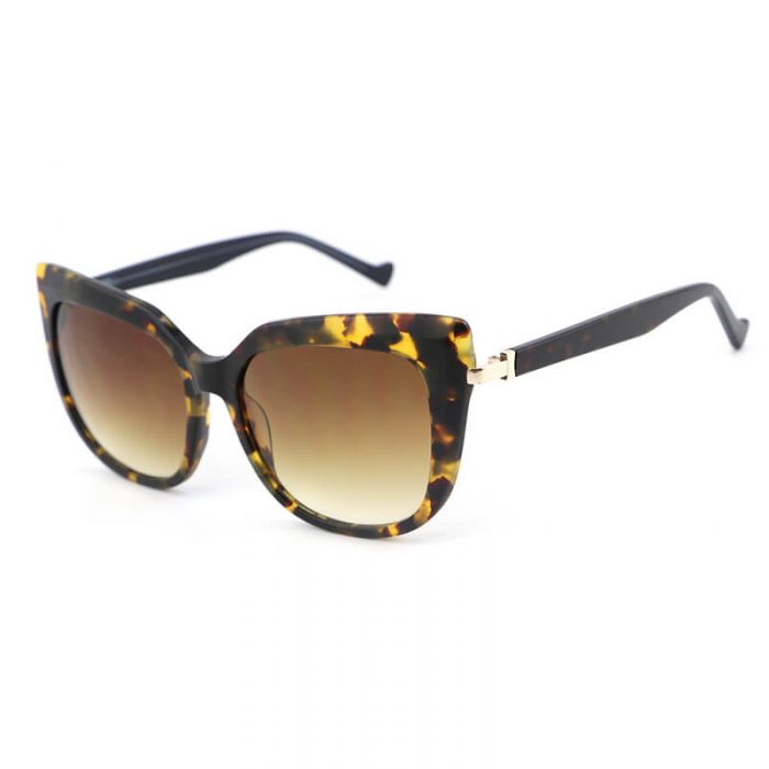 Womens polarized sun glasses tortoise gold frame cat eye oversized sunglasses with black temples