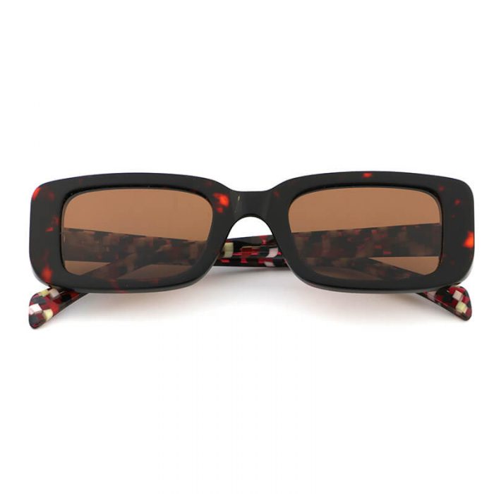 Wholesale factory women fashion small rectangle black frame brown lens sunglasses - Image 4