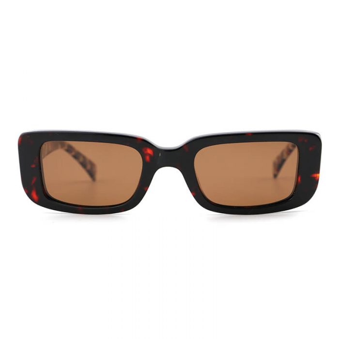 Wholesale factory women fashion small rectangle black frame brown lens sunglasses - Image 3
