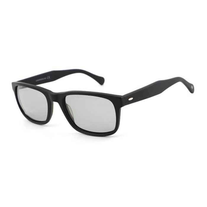 Fashion classic mens all black rectangle frame acetate custom logo polarized sunglasses