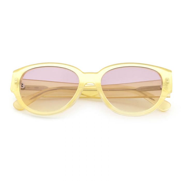High quality women ladies pink lens square transparent acetate clear yellow sunglasses - Image 4