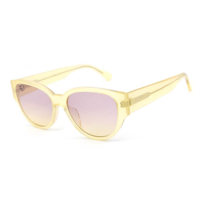 High quality women ladies pink lens square transparent acetate clear yellow sunglasses