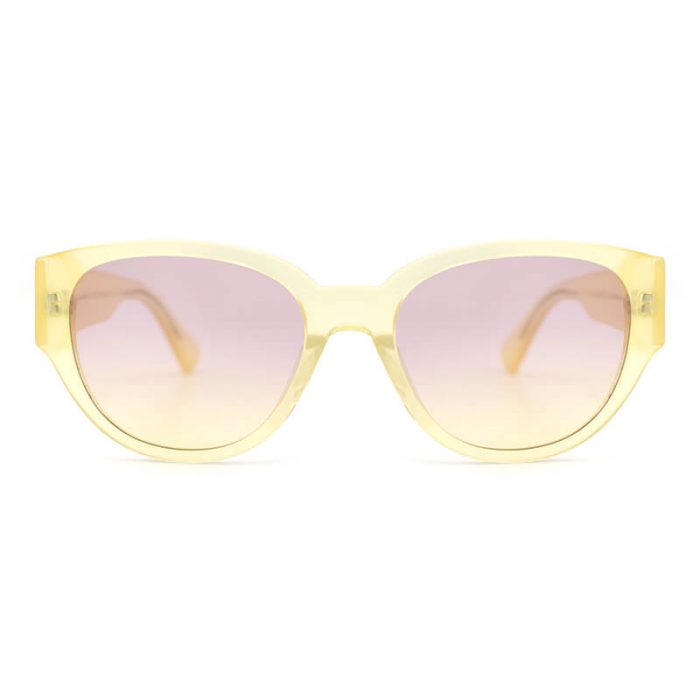 High quality women ladies pink lens square transparent acetate clear yellow sunglasses - Image 3