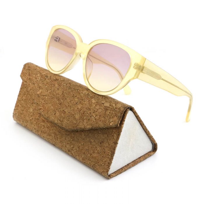 High quality women ladies pink lens square transparent acetate clear yellow sunglasses - Image 2