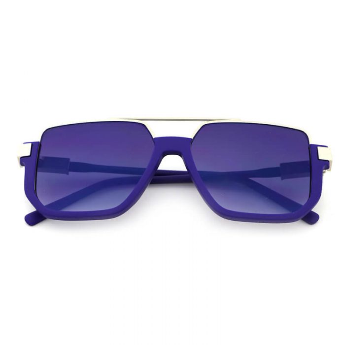 Vintage mens purple double bridge haft acetate square frame metal sunglasses - Image 4