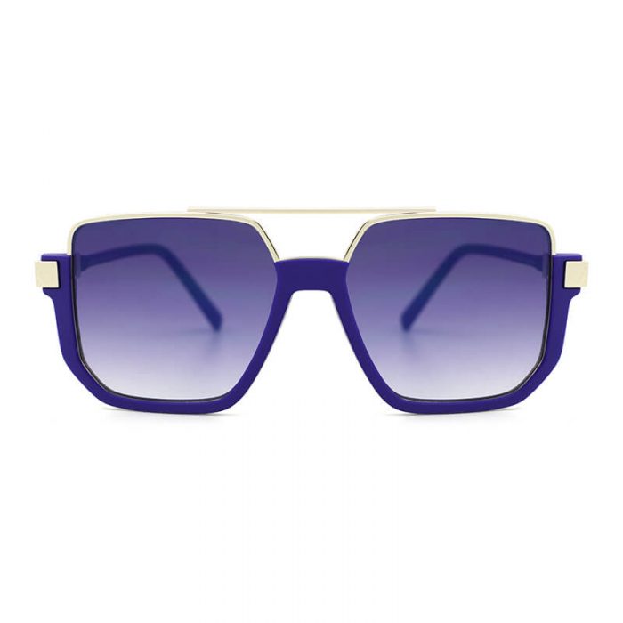 Vintage mens purple double bridge haft acetate square frame metal sunglasses - Image 3