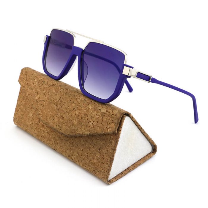 Vintage mens purple double bridge haft acetate square frame metal sunglasses - Image 2