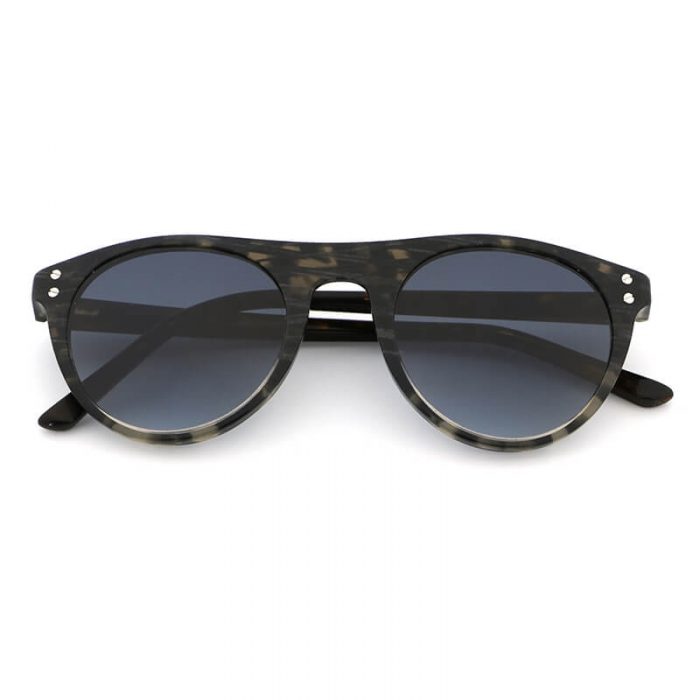 Unique design mens womens round lens acetate pattern sunglasses with rivets - Image 4