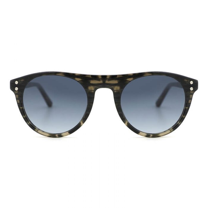 Unique design mens womens round lens acetate pattern sunglasses with rivets - Image 3