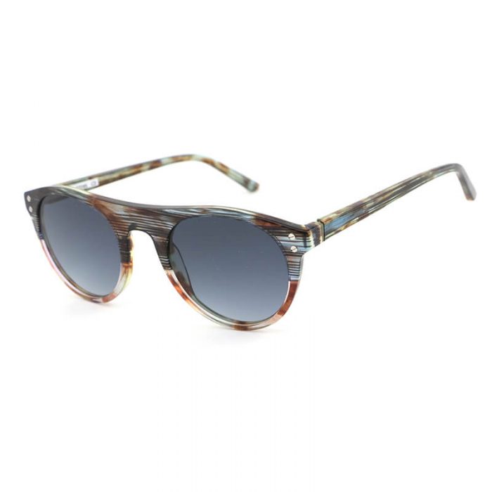 Unique design mens womens round lens acetate pattern sunglasses with rivets - Image 7