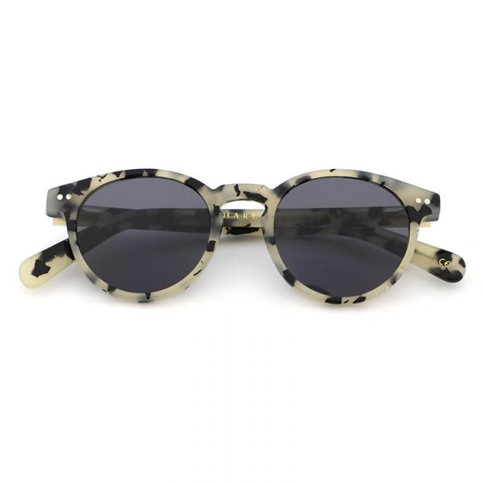 Fashion classic vintage women black and beige round acetate sunglasses with rivets - Image 4