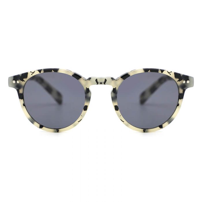 Fashion classic vintage women black and beige round acetate sunglasses with rivets - Image 3