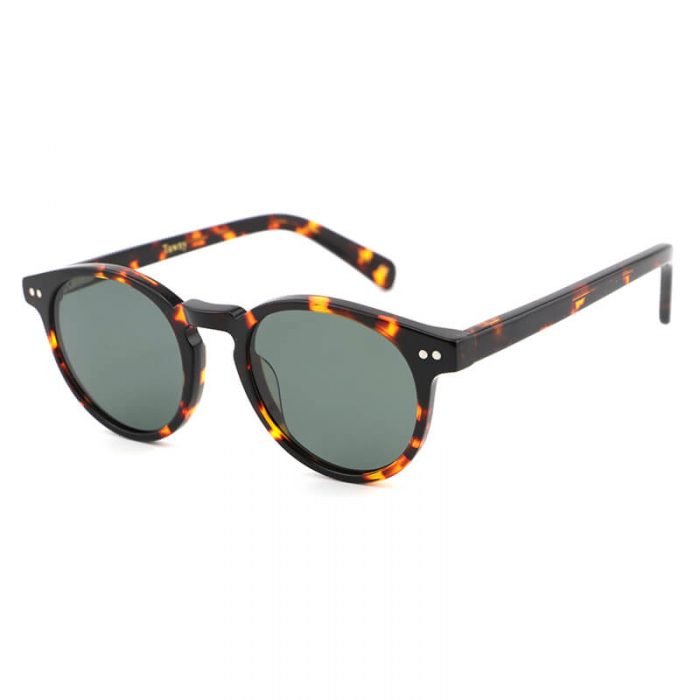 Fashion classic vintage women black and beige round acetate sunglasses with rivets - Image 8