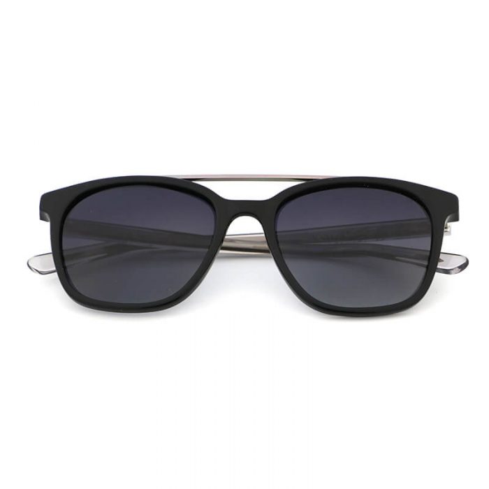 Black rectangle gradient acetate sunglasses with straight metal bar across top - Image 4